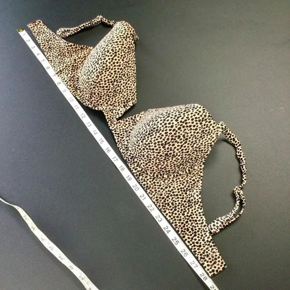 Shade & Shore Womens Tan Cheetah Light Lift V-Wire Ribbed Bikini Top Size 36DD - Picture 3 of 8